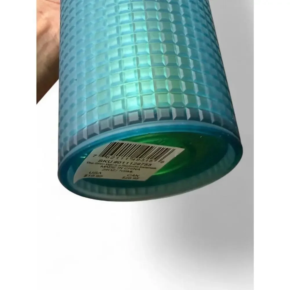 Starbucks Winter 2022 Green / Yellow / Blue Studded Grid 24oz‎ Venti Tumbler Cup